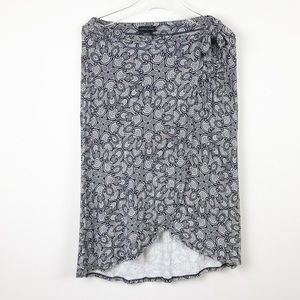 Adrienne Vittadini Paisley Wrap Skirt Black White